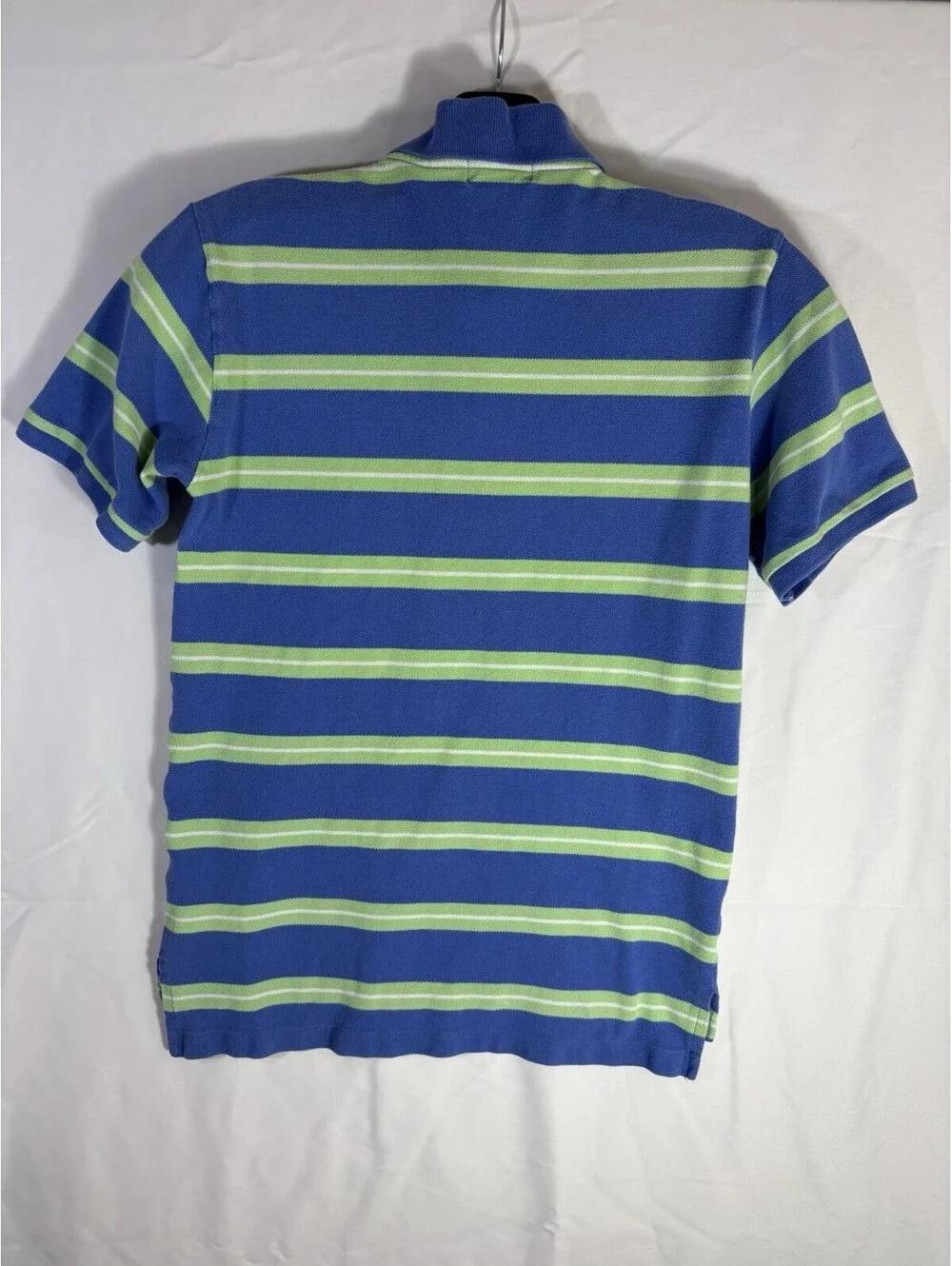 Polo Ralph Lauren Boys M Blue Green Striped Pony Pique Cotton Polo Shirt